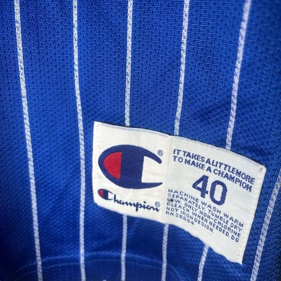 90s Champion Blue and White Penny Hardaway Orlando Magic Pin-Striped Jersey - Picture 6 of 8